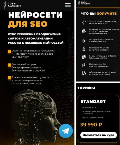 Rush Academy / Евгений Милованцев, Игорь Бурдуков - Нейросети для SEO. Тариф Standart
