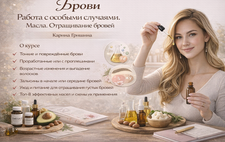 Stepik / Карина Гришина - Брови. Работа с особыми случаями. Масла. Отращивание бровей