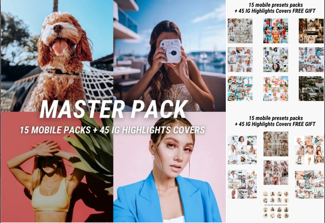 Julipresets - Master Mobile Bundle. 92 пресета. Мастер пак 15 в 1