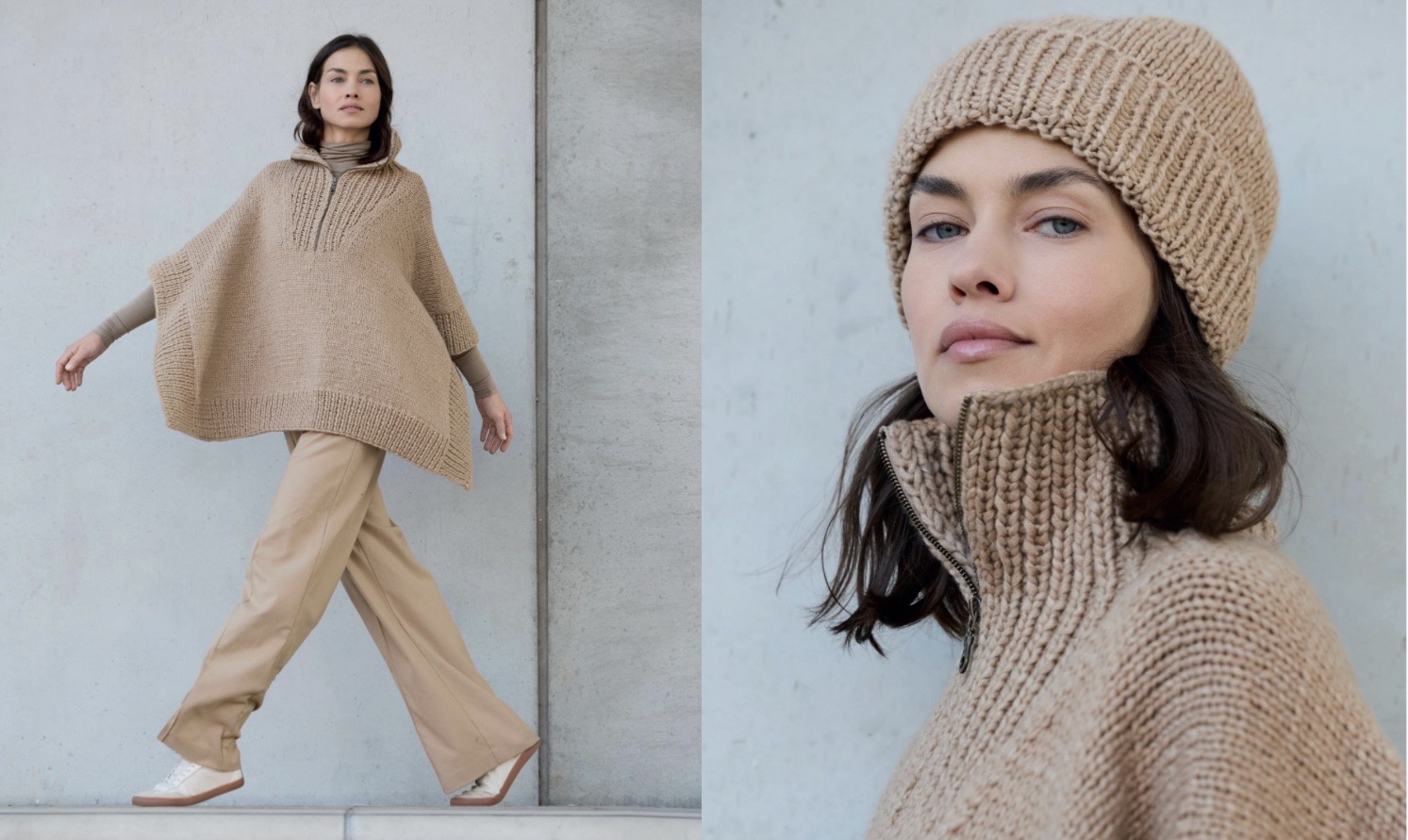 Lana Grossa - Вязаный комплект: пончо и шапка из Lookbook 19