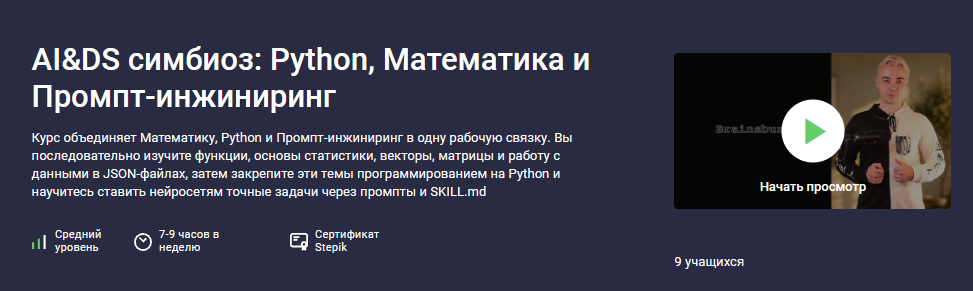 Stepik / Ильдар Мустафин - AI&DS симбиоз: Python, Математика и Промпт-инжиниринг