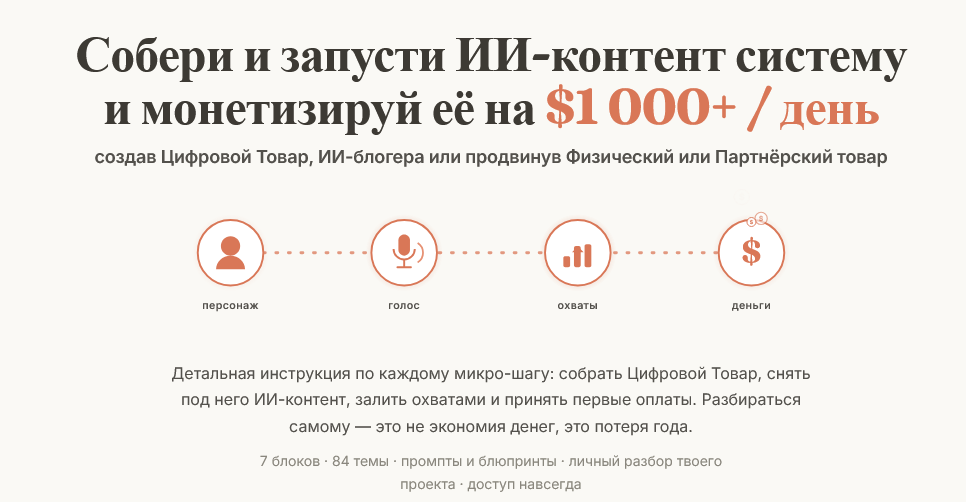 Собери и запусти ИИ / Матвей Абрамов - контент систему и монетизируй её на $1 000 + / день
