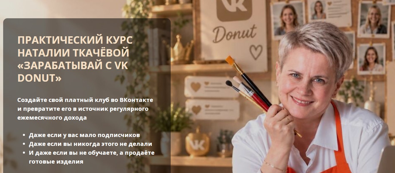 Наталия Ткачёва - Практический курс Зарабатывай с vk donut. Тариф Я сама