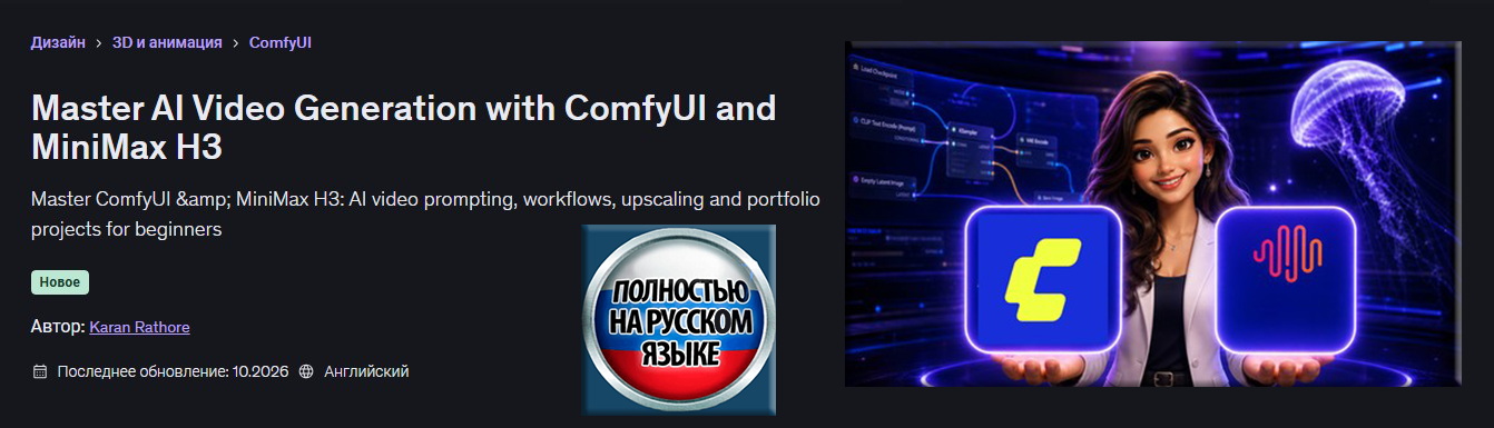 Udemy / Каран Ратхоре - Освойте бесплатную генерацию ИИ-видео с помощью ComfyUI и MiniMax H3