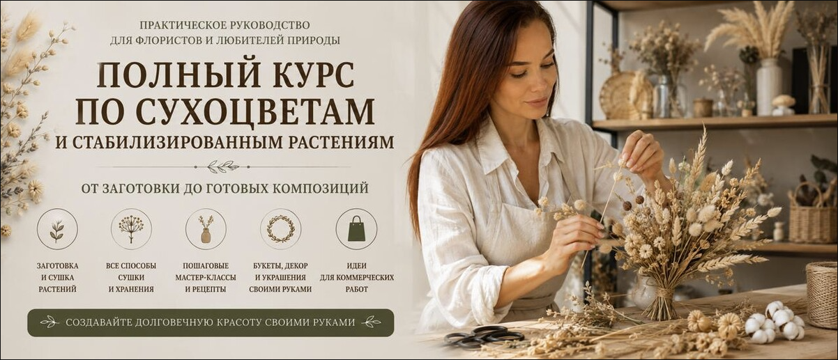 Flower School / Екатерина Андрюкова - Полный курс по сухоцветам и стабилизированным растениям