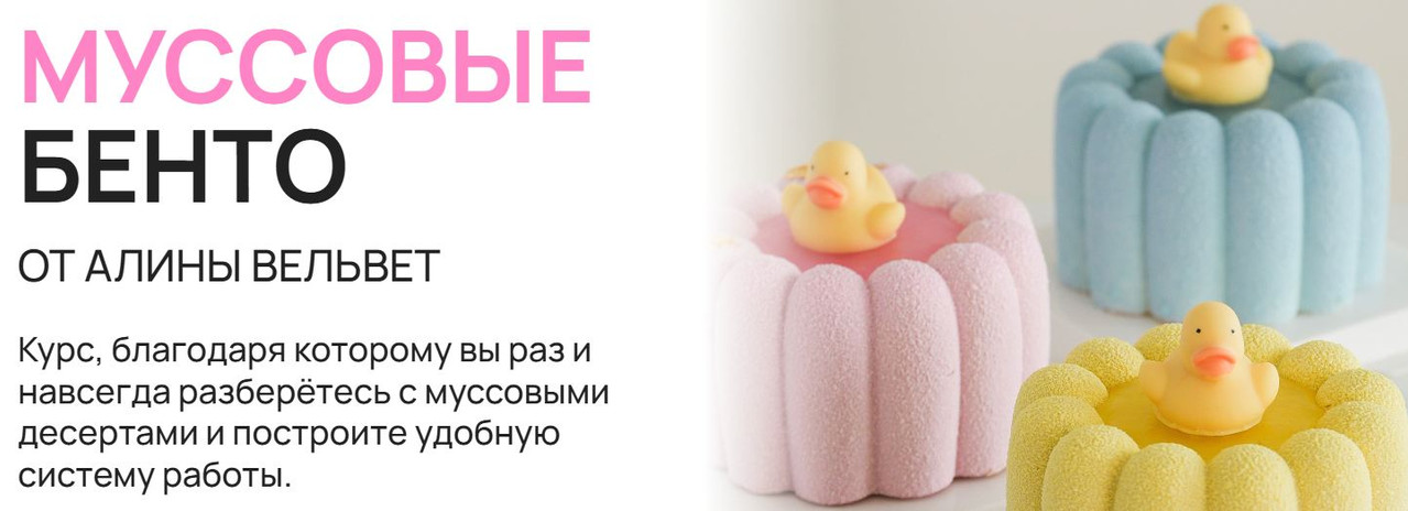 Алина Вельвет - Курс по муссовым бенто тортам. Тариф Лайт