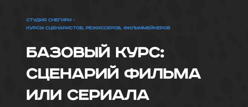 Студия Снегири / Вадим Комиссарук, Николай Ларионов - Базовый курс: Сценарий фильма или сериала